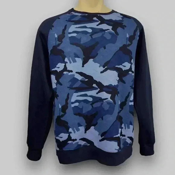 NEW GEORGE men's sweater black blue camo small, medium and large - Picture 1 of 6